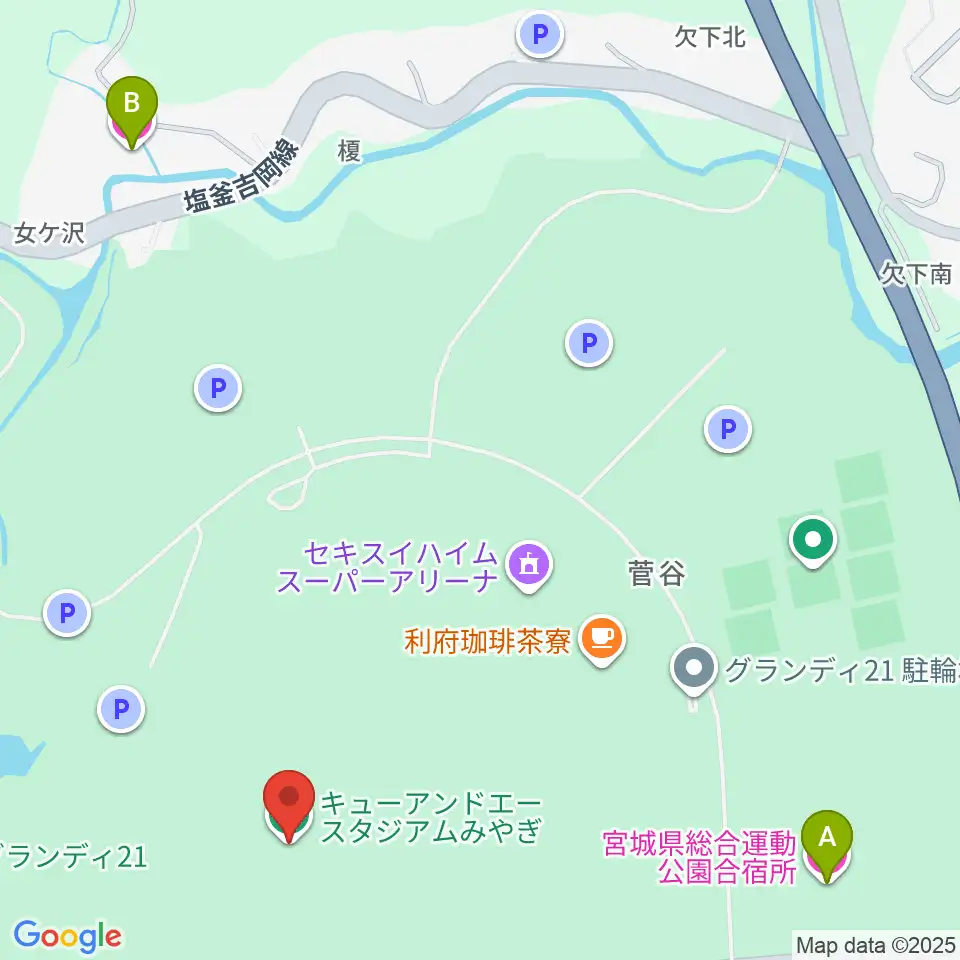 キューアンドエースタジアムみやぎ周辺のホテル一覧地図