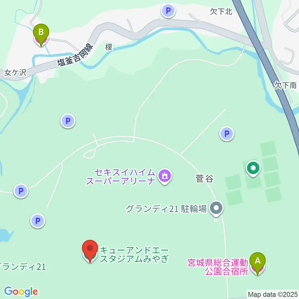 キューアンドエースタジアムみやぎ周辺のホテル一覧地図