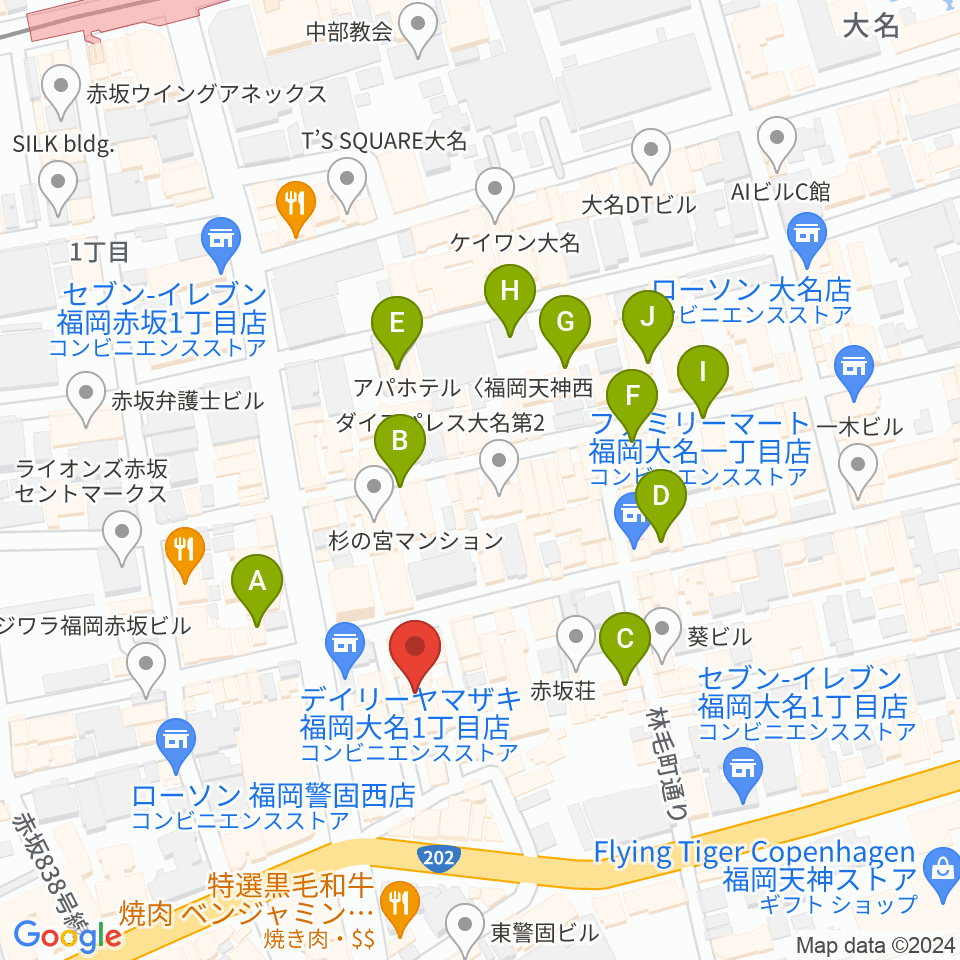 福岡リブラボ周辺のホテル一覧地図
