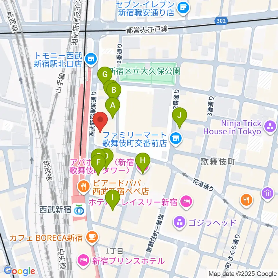 新宿バティオス周辺のホテル一覧地図