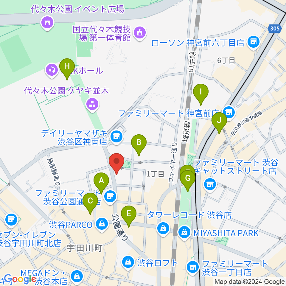 nagomix渋谷周辺のホテル一覧地図