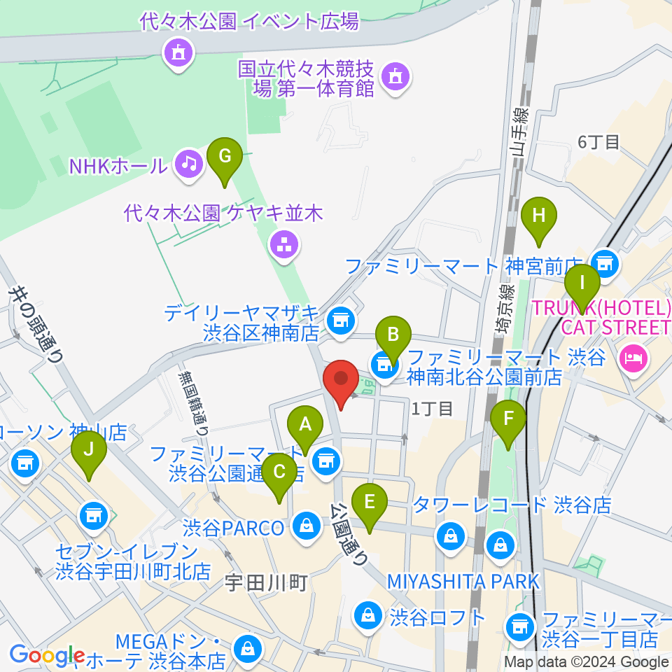 nagomix渋谷周辺のホテル一覧地図