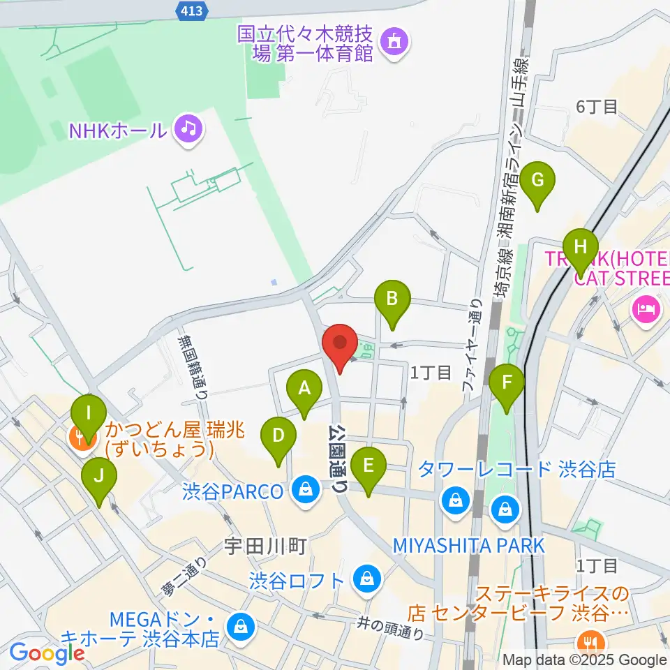 nagomix渋谷周辺のホテル一覧地図