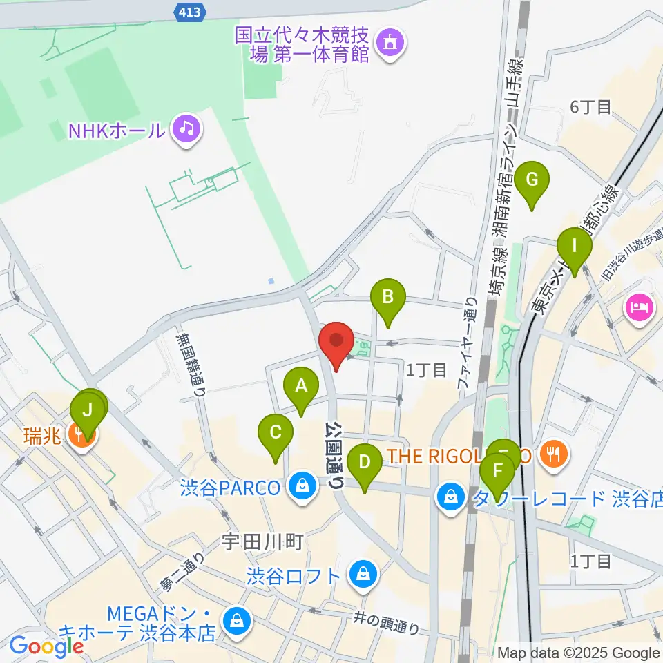 nagomix渋谷周辺のホテル一覧地図