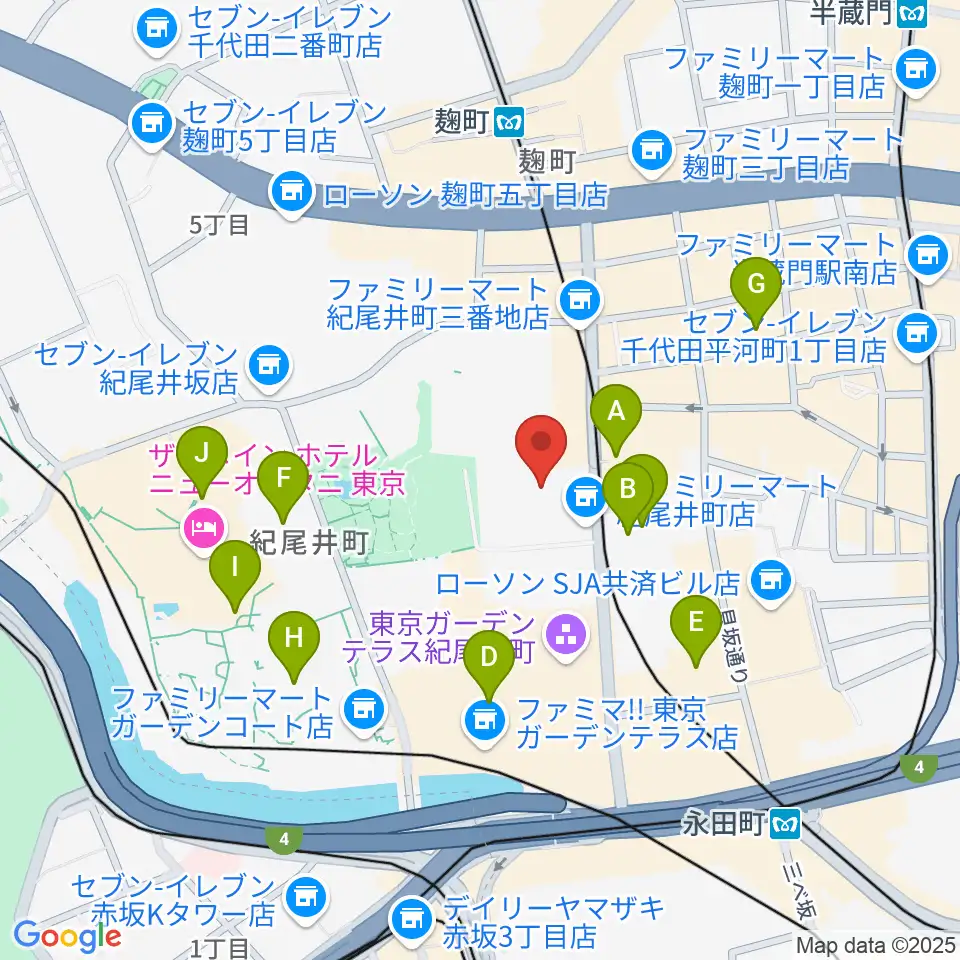 紀尾井町サロンホール周辺のホテル一覧地図