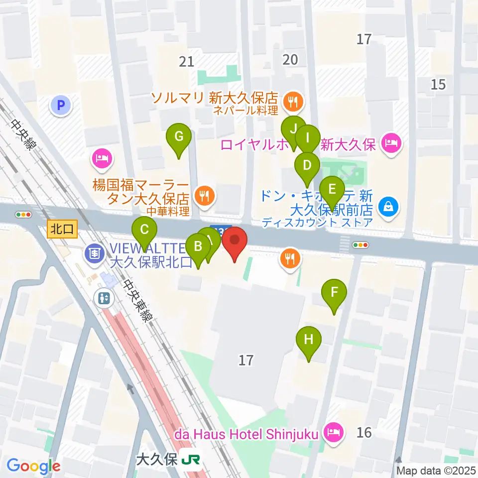 大久保HOTSHOT周辺のホテル一覧地図