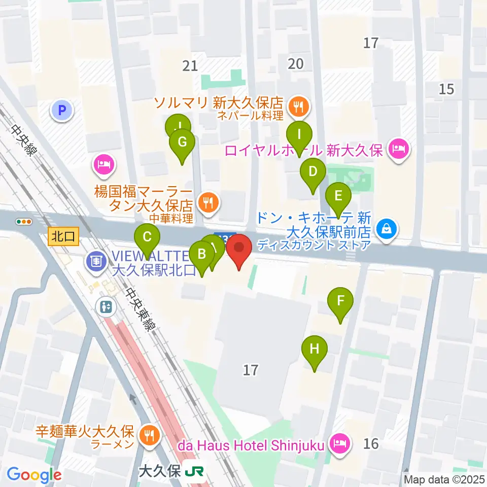 大久保HOTSHOT周辺のホテル一覧地図