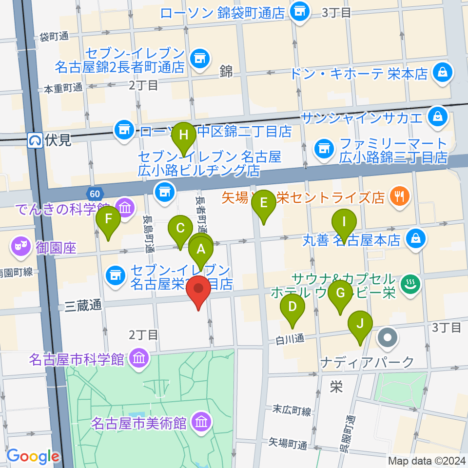 アーク栄サロンホール周辺のホテル一覧地図