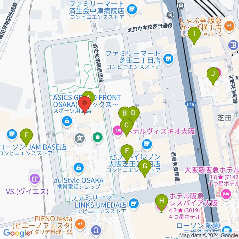 グランフロント大阪 ナレッジシアター周辺のホテル一覧地図