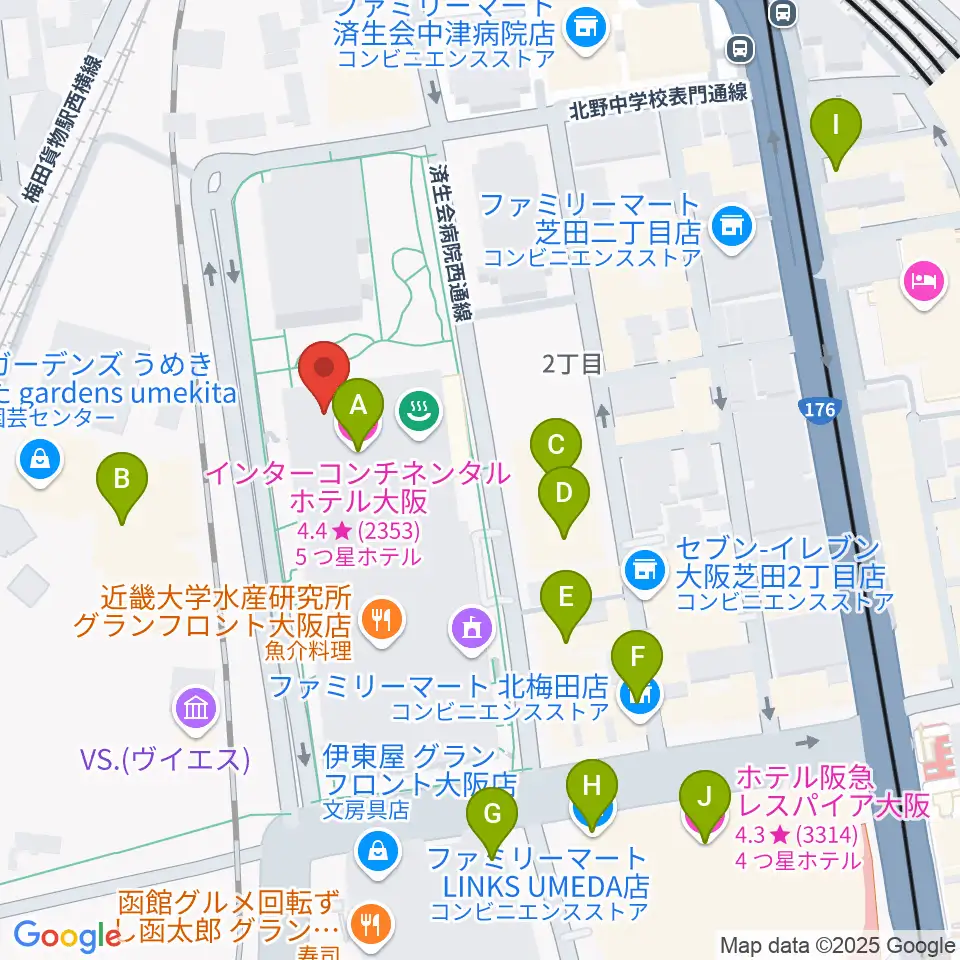 グランフロント大阪 ナレッジシアター周辺のホテル一覧地図