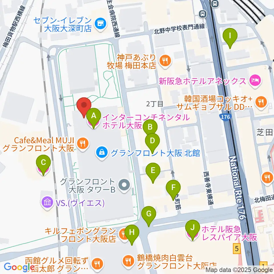 グランフロント大阪 ナレッジシアター周辺のホテル一覧地図