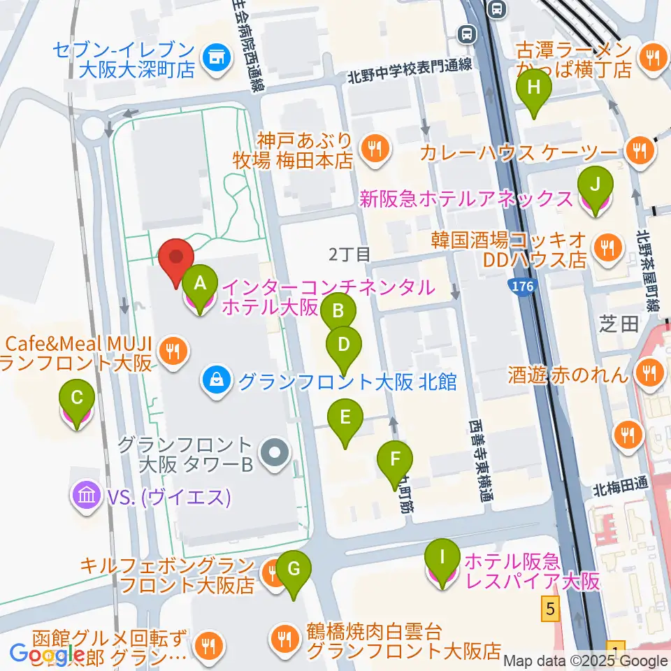 グランフロント大阪 ナレッジシアター周辺のホテル一覧地図