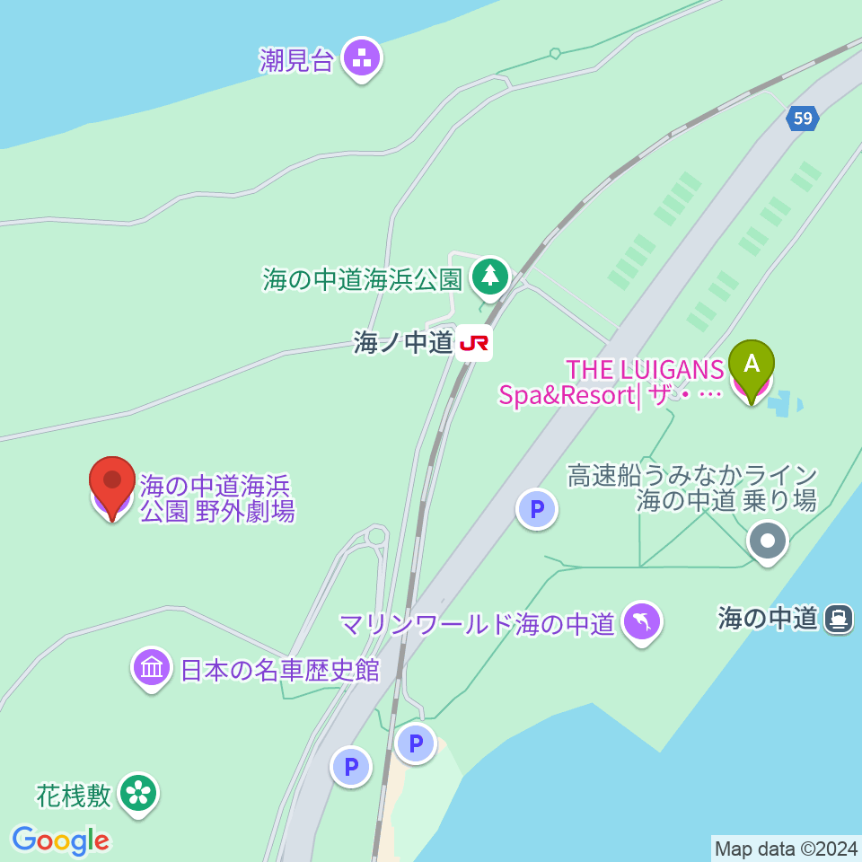 海の中道海浜公園 野外劇場周辺のホテル一覧地図