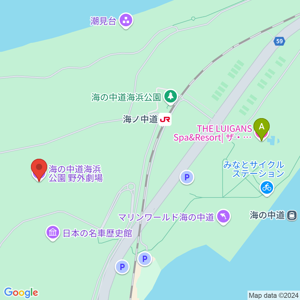 海の中道海浜公園 野外劇場周辺のホテル一覧地図