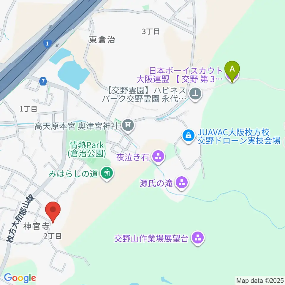 金澤ギタースクール交野教室周辺のホテル一覧地図