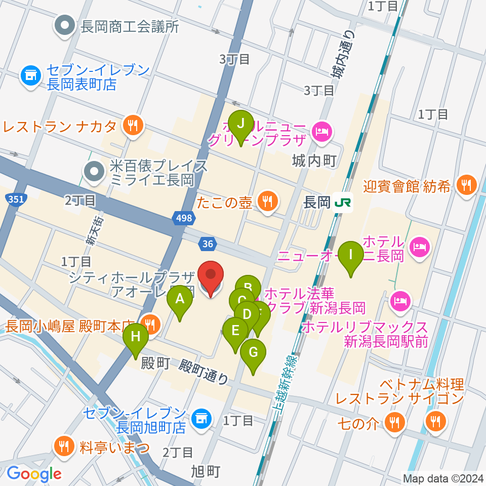 アオーレ長岡周辺のホテル一覧地図