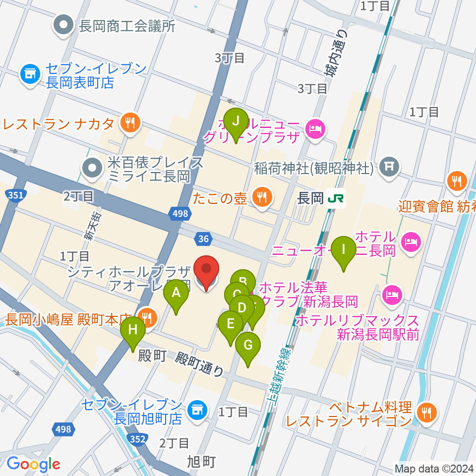 アオーレ長岡周辺のホテル一覧地図