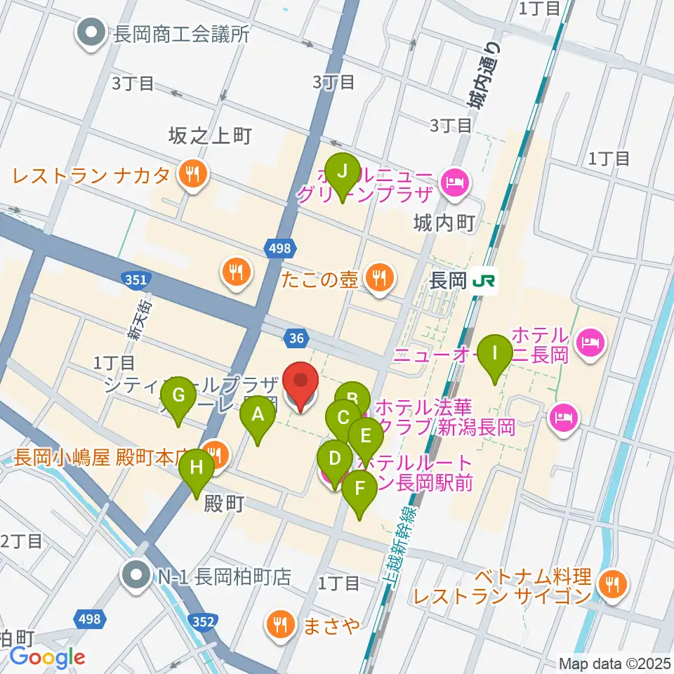 アオーレ長岡周辺のホテル一覧地図