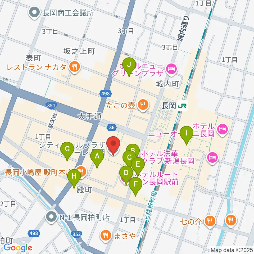 アオーレ長岡周辺のホテル一覧地図