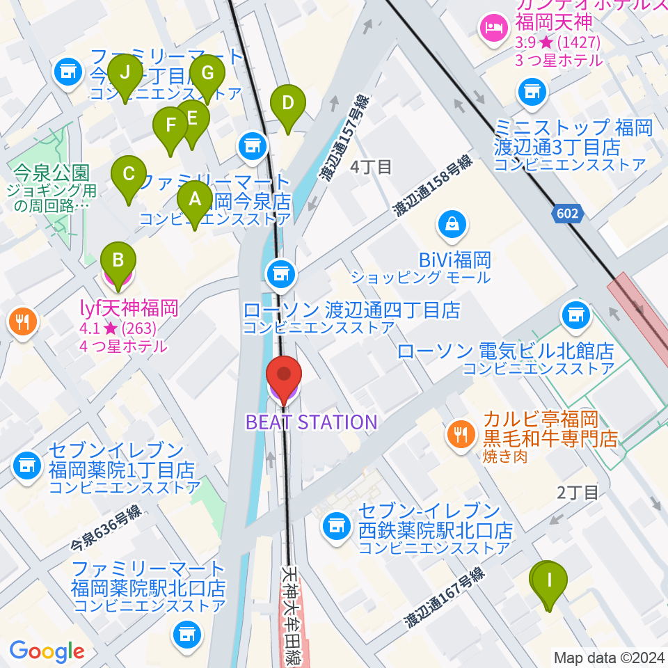 福岡薬院ビートステーション周辺のホテル一覧地図