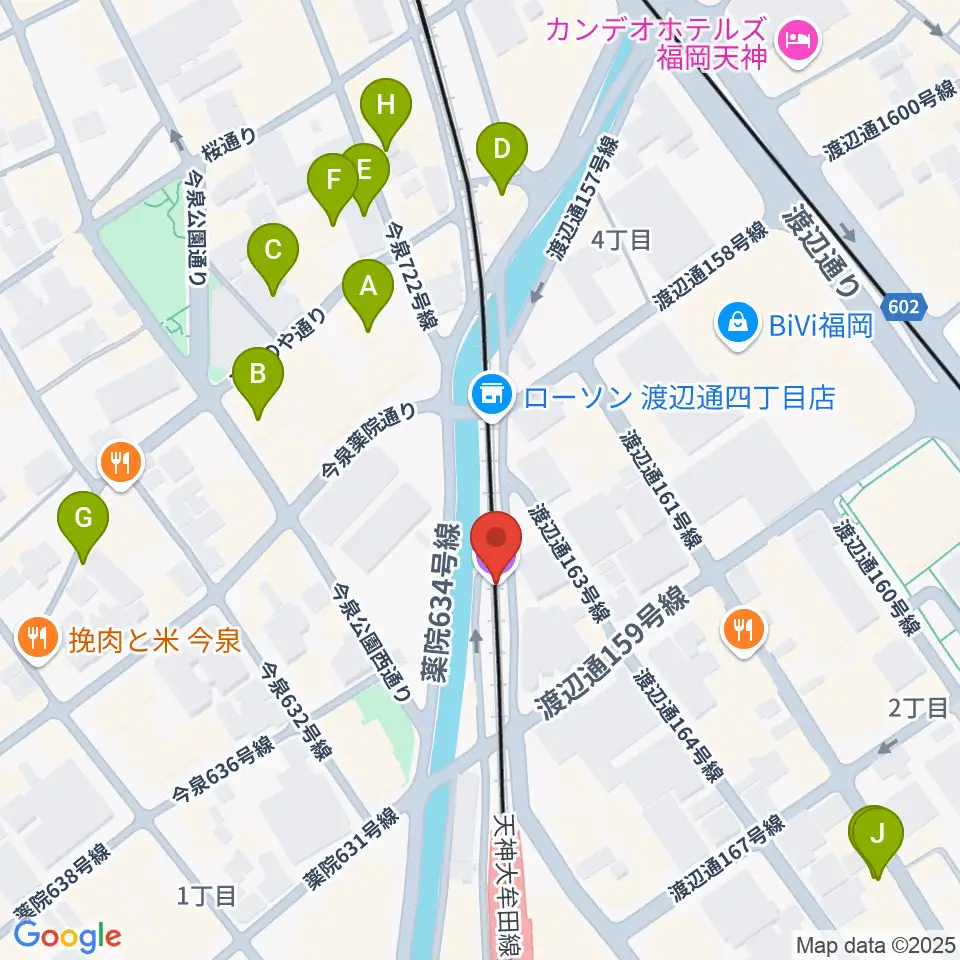 福岡薬院ビートステーション周辺のホテル一覧地図