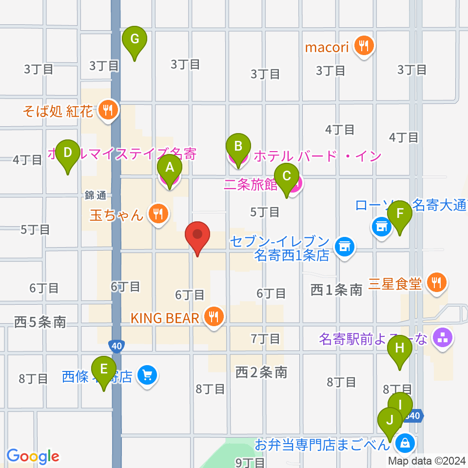 名寄One step cafe周辺のホテル一覧地図