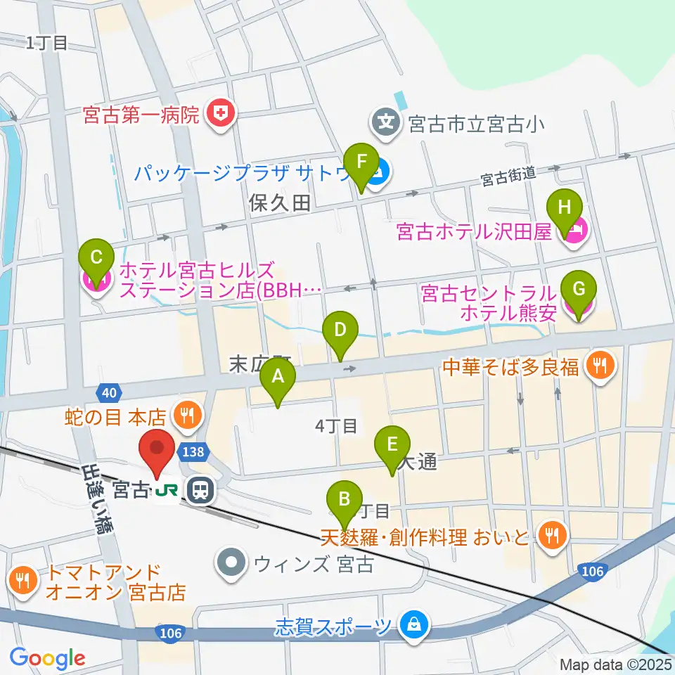 みやこハーバーラジオ周辺のホテル一覧地図