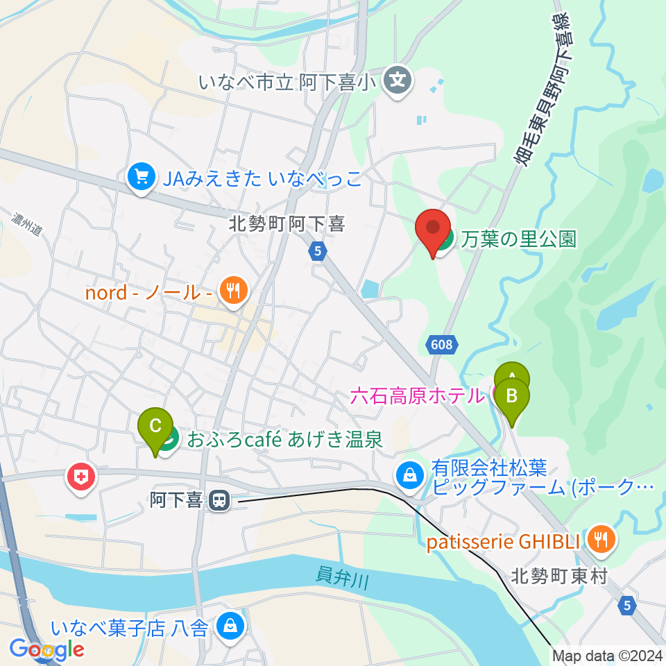 いなべエフエム周辺のホテル一覧地図