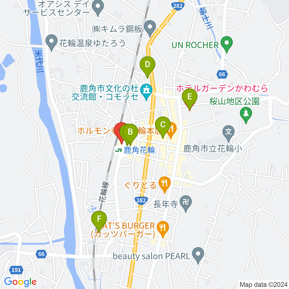 鹿角きりたんぽFM周辺のホテル一覧地図