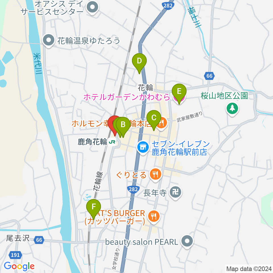 鹿角きりたんぽFM周辺のホテル一覧地図