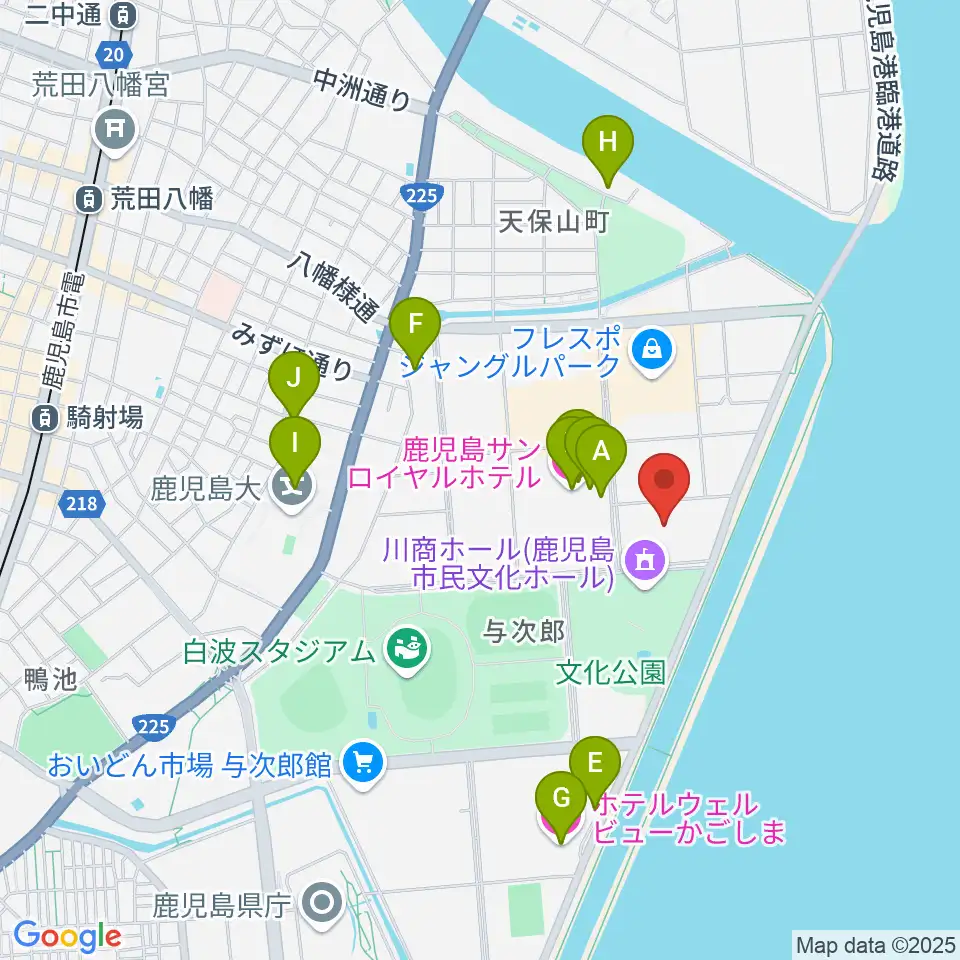南日本新聞会館みなみホール周辺のホテル一覧地図