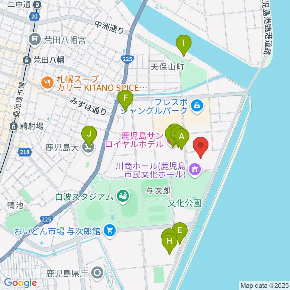 南日本新聞会館みなみホール周辺のホテル一覧地図