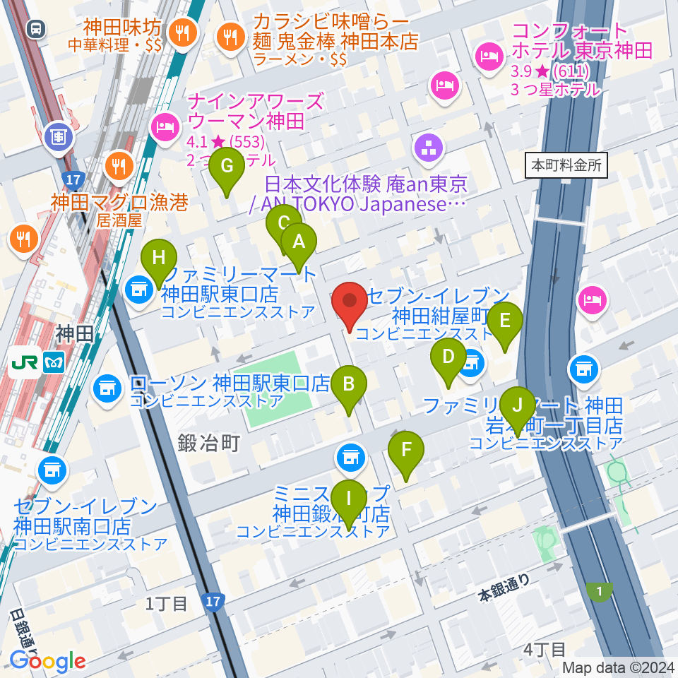 神田ISOLDE周辺のホテル一覧地図