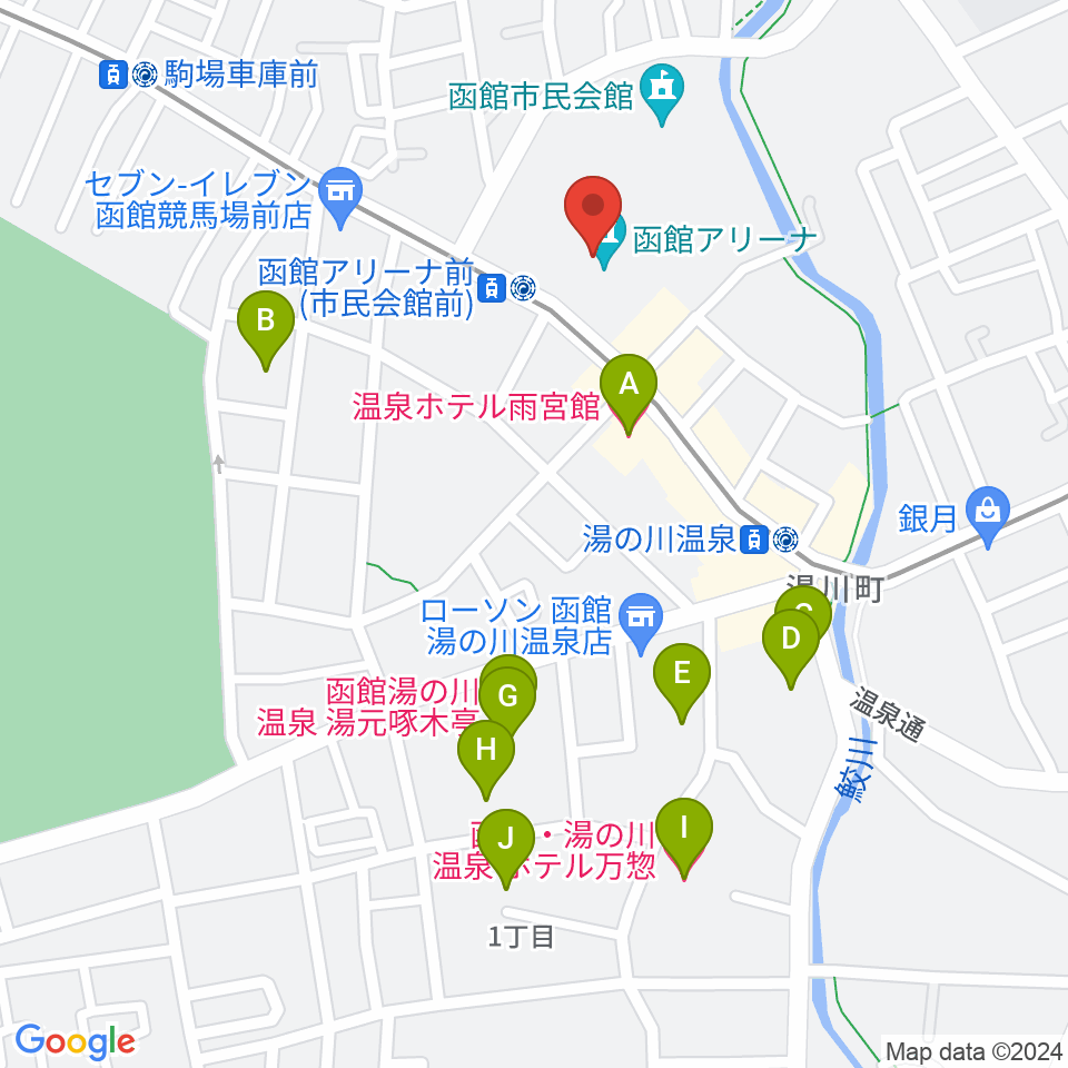 函館アリーナ周辺のホテル一覧地図