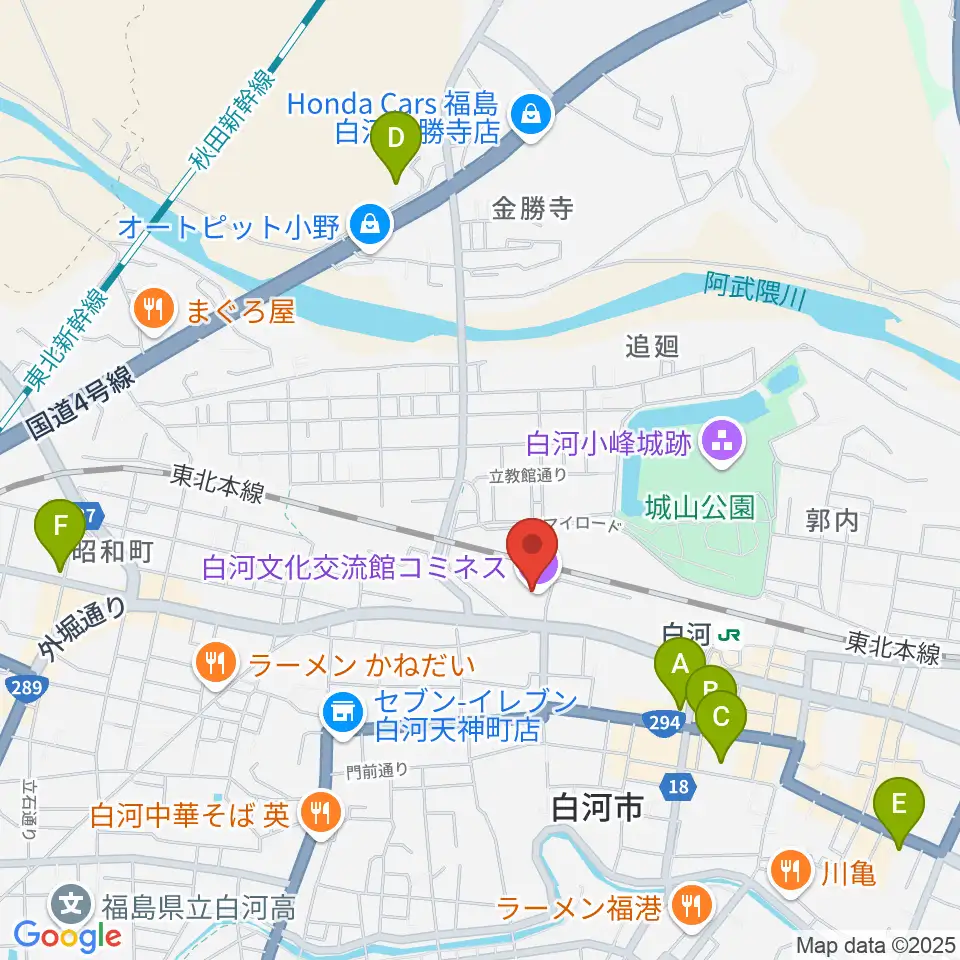 白河文化交流館コミネス周辺のホテル一覧地図