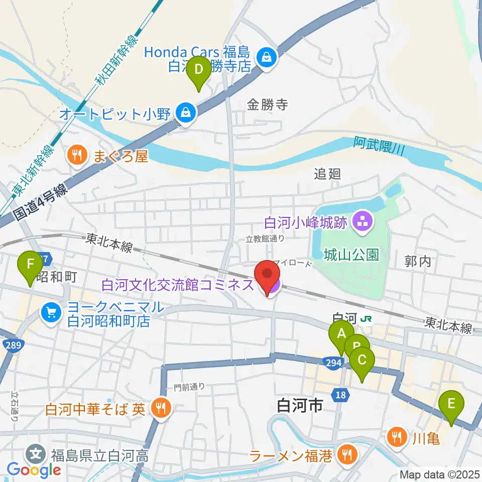 白河文化交流館コミネス周辺のホテル一覧地図