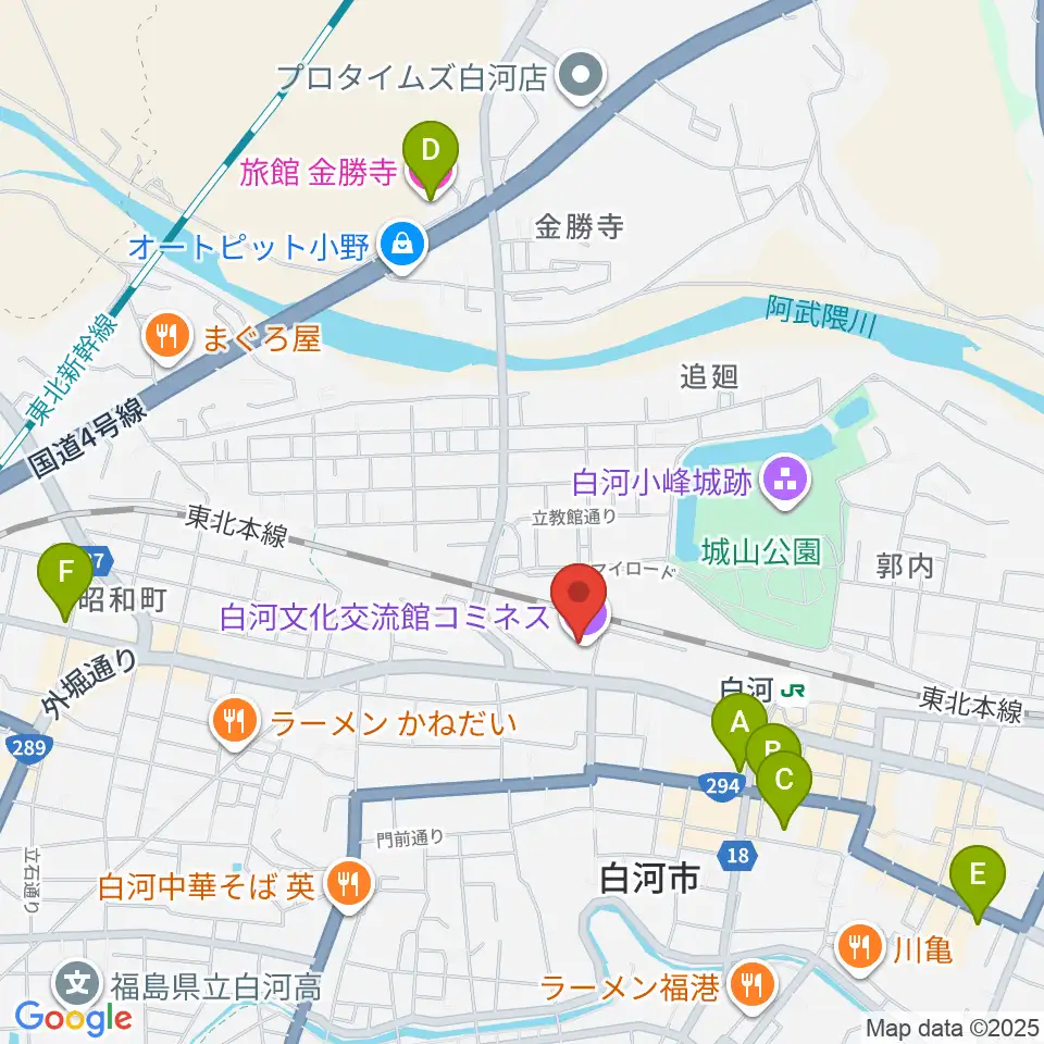 白河文化交流館コミネス周辺のホテル一覧地図