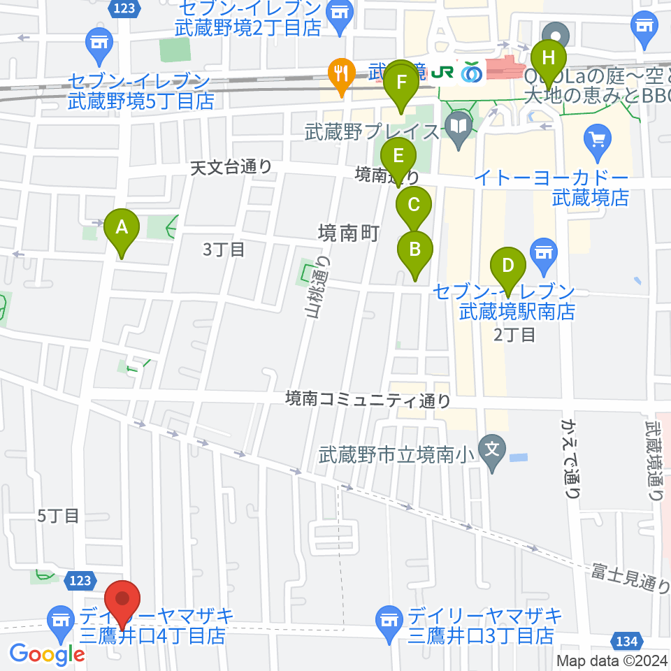 武蔵境フォンタナ周辺のホテル一覧地図