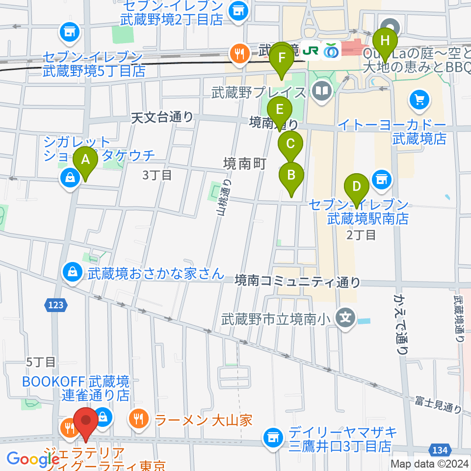 武蔵境フォンタナ周辺のホテル一覧地図