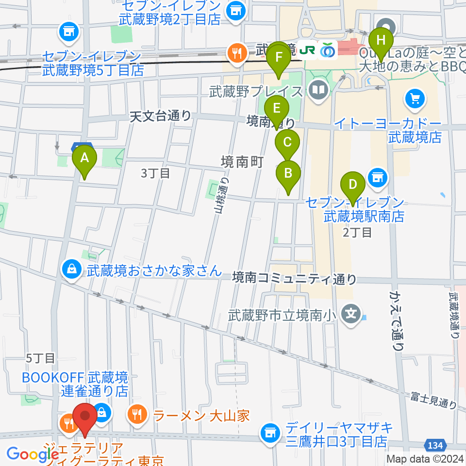 武蔵境フォンタナ周辺のホテル一覧地図