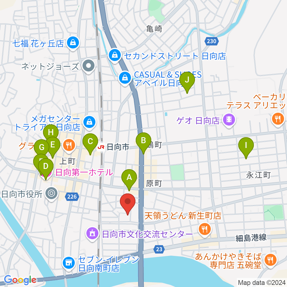 FMひゅうが周辺のホテル一覧地図