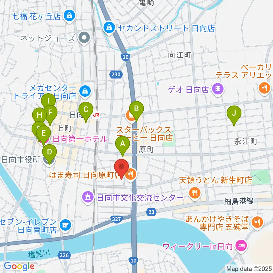 FMひゅうが周辺のホテル一覧地図