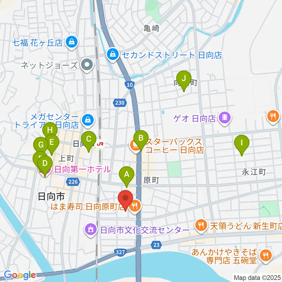 FMひゅうが周辺のホテル一覧地図