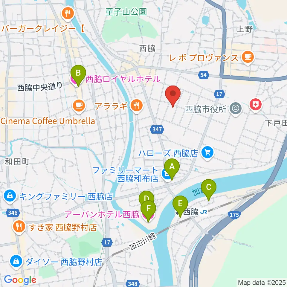 岡本ピアノ工房周辺のホテル一覧地図