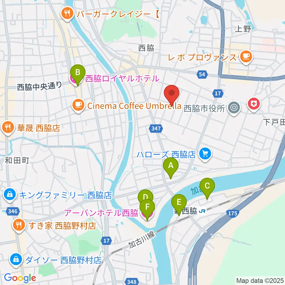 岡本ピアノ工房周辺のホテル一覧地図