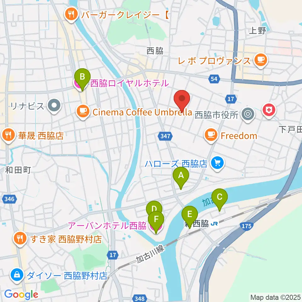 岡本ピアノ工房周辺のホテル一覧地図