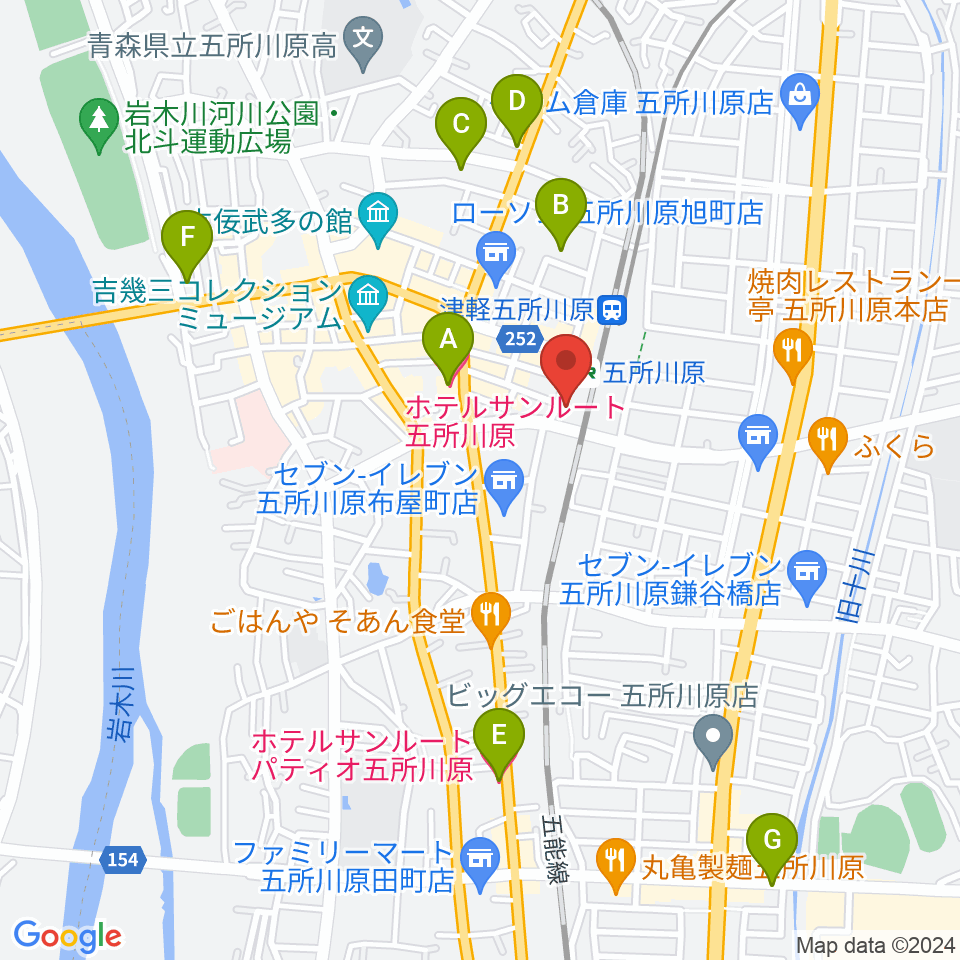 FMごしょがわら Gラジ周辺のホテル一覧地図