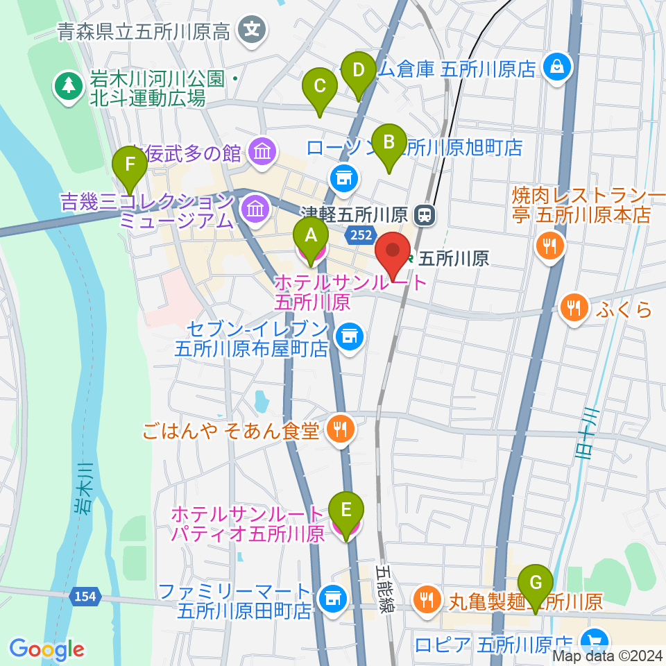 FMごしょがわら Gラジ周辺のホテル一覧地図