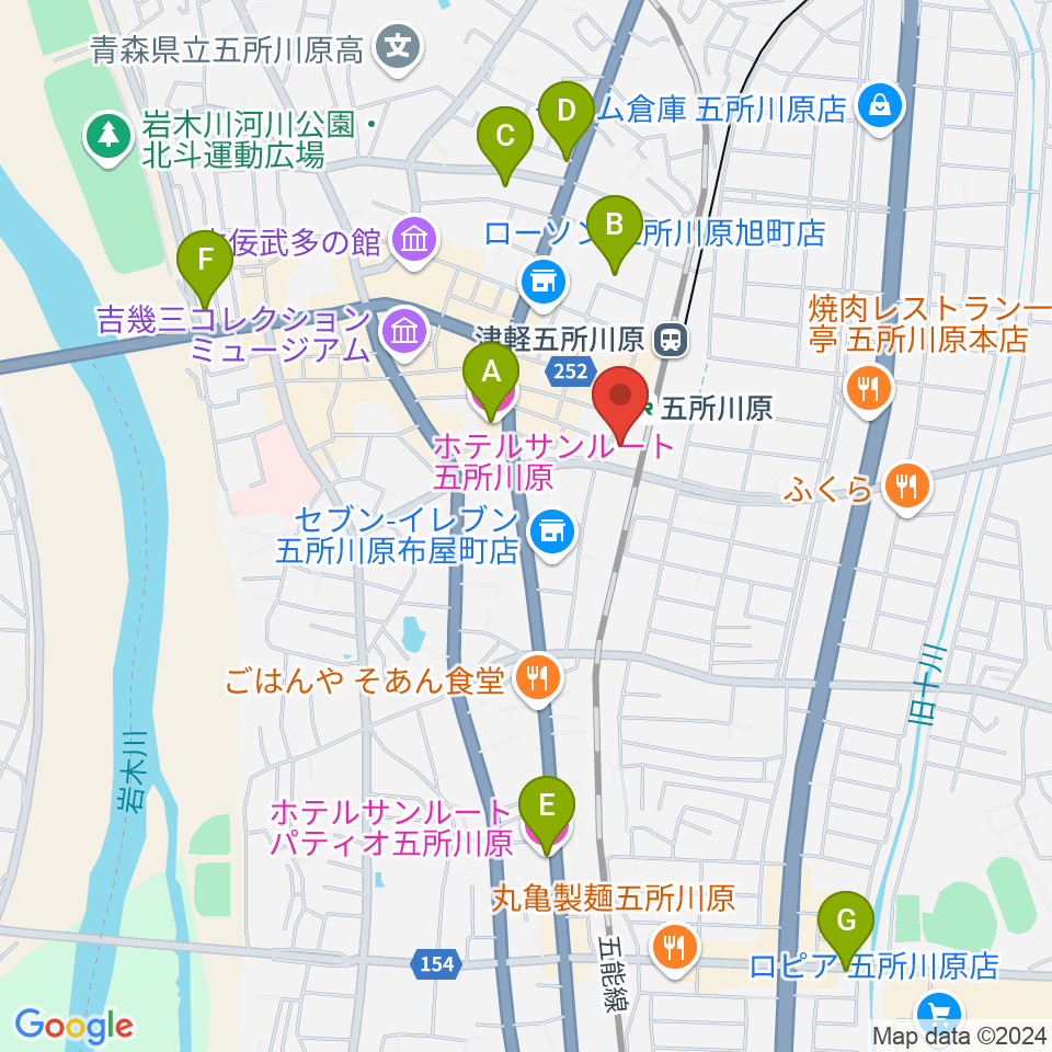 FMごしょがわら Gラジ周辺のホテル一覧地図