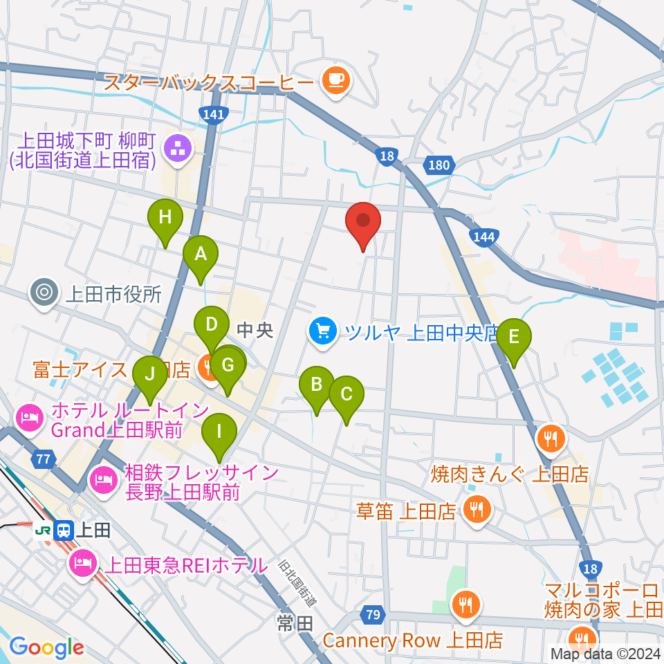 中澤ホール周辺のホテル一覧地図